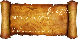 Járovics Örs névjegykártya